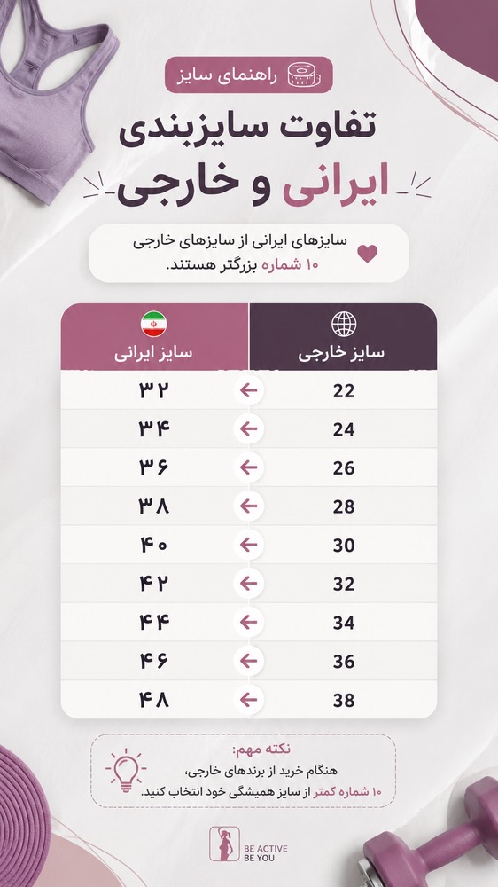 راهنمای سایز بندی